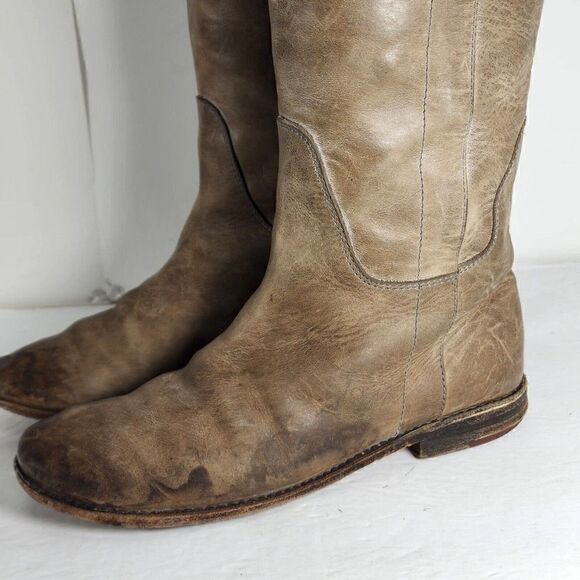 Frye Women's Paige US6,5BDistressed Leather Taupe Tall Equestrian Riding Boots - Picture 2 of 12